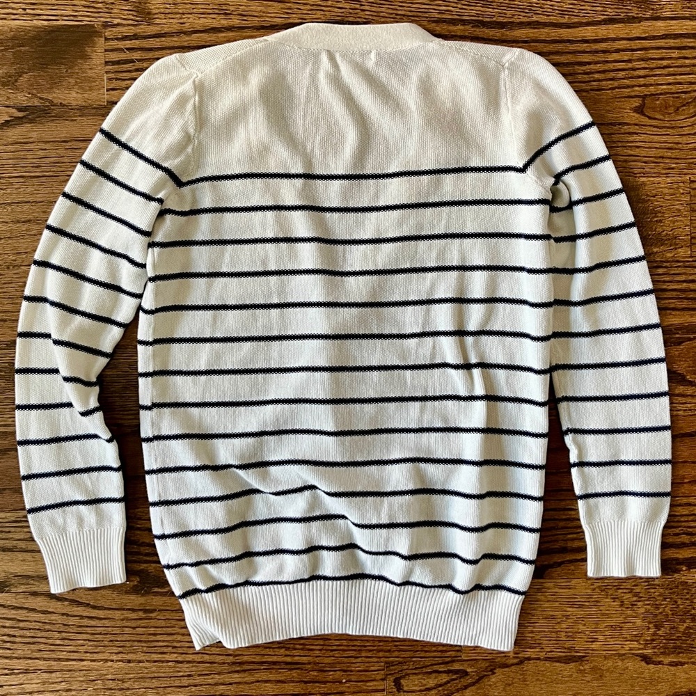 Madewell White and Navy Striped Cotton Cardigan Cotton Size Medium Nautical - Picture 2 of 9